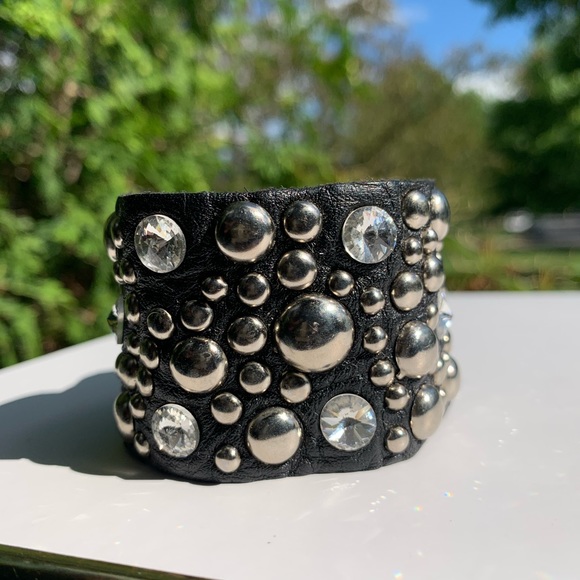 Jewelry - Black Leather Studded Wrap Bracelet